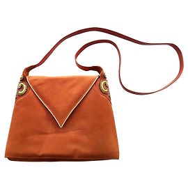 Charles Jourdan Bolsa pequena com aba e alça de couro Dourado Cobre