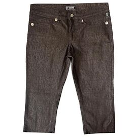 VERSACE Jeans Couture Algodão Preto 3/4 calça Preto