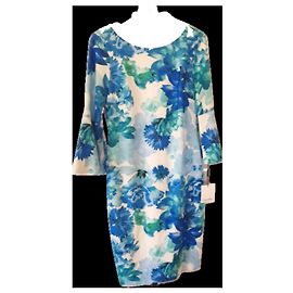 Blaues Kleid mit Blumenprint von Calvin Klein Blau