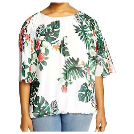 Tunique tropicale plissée Vince Camuto 1X Vert clair