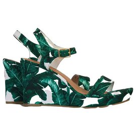 Autre Marque-Tropical Wedge sandals  Banana leaf UK 6-Green