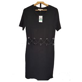 Superbe robe maille noire à lacets Michael Kors L 42-44 Noir