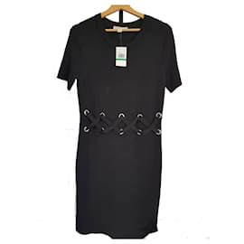 Michael Kors-Vestido estilo jersey negro de Michael Kors con detalles de cordones L UK 14-16-Negro