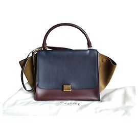 Céline Borsa a trapezio medio Celine Bordò Senape Blu navy