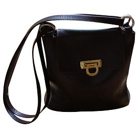 Autre Marque POURCHET Leather Handbag Dark Brown Dark brown