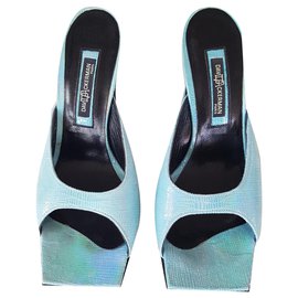 Autre Marque-DAVID ACKERMAN Mules with heels and rectangular toe.-Turquoise