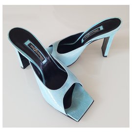 Autre Marque-DAVID ACKERMAN Mules with heels and rectangular toe.-Turquoise