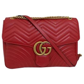 Gucci-GUCCI marmont bolsa novo tamanho grande-Vermelho