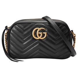 Gucci-GUCCI GG Marmont bolso de hombro pequeño acolchado-Negro