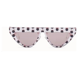 Fendi-FENDI DEFENDER Polka Dot Sunglasses SUNGLASSES OCCHIALI-White,Multiple colors