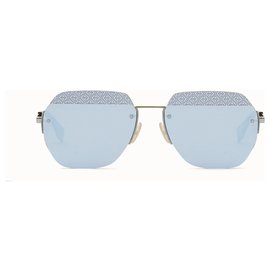 Fendi-Óculos de sol em rutênio FENDI FFÓculos de sol OCCHIALI GAFAS-Azul