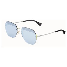 Fendi-Óculos de sol em rutênio FENDI FFÓculos de sol OCCHIALI GAFAS-Azul