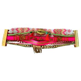 Pulseira hipanema rosa nova, verde e dourado, Fecho de ouro Rosa Dourado Verde