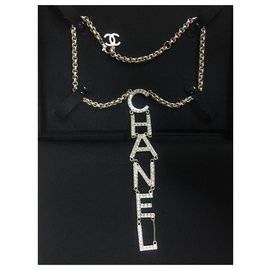Chanel-Chanel collier dorè AVEC Swarovski-Doré