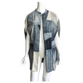 Saint Laurent Mantello patchwork Blu Blu navy Blu chiaro