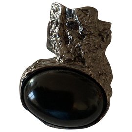 Yves Saint Laurent-Arty Ring aus schwarzem Onyx und versilbertem Yves saint laurent-Schwarz