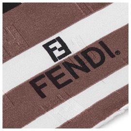 Fendi-Fendi White Zucca Silk Scarf-White,Multiple colors