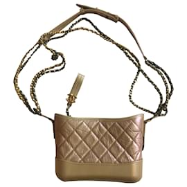 Chanel-CHANEL Iridescent Aged Kalbsleder Quilted Small Gabrielle Bag Hellrosa-Pink
