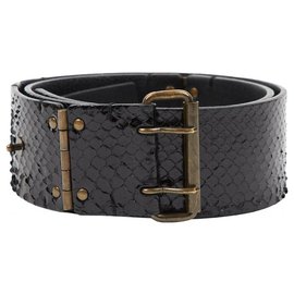 Lanvin wide leather python belt Black