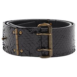 Lanvin cinturón ancho de piel de pitón Negro