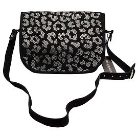 Balmain Leo Borsa a tracolla in scamosciato nero e cristalli Swarovski Nero