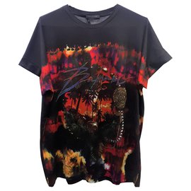 Balmain-T-shirt con palme del marchio Balmain-Multicolore