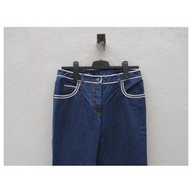 Jean Paul Gaultier-jeans-Bleu,Écru