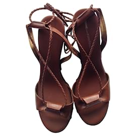Diane Von Furstenberg-Tan Wedge Leather Sandals-Other