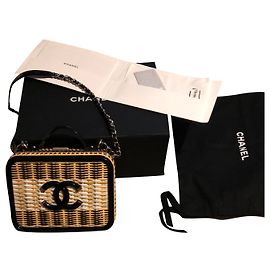 Bolsa de vaidade Chanel Bege de Vime Bege