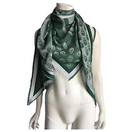 Alexander Mcqueen Bufandas Blanco Verde Gris