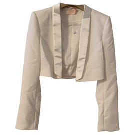 Alexis Mabille white tuxedo short jacket for Monoprix Eggshell