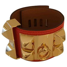 Pulsera de collar de perro de Hermès Naranja Coral