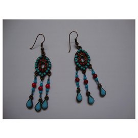 inconnue-Collares pendientes-Turquesa