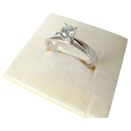 Autre Marque-solitaire or blanc rhodié 9k diamant 0,23 cts env-Blanc