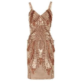 Vestido de seda nude metálico Alberta Ferretti Bege