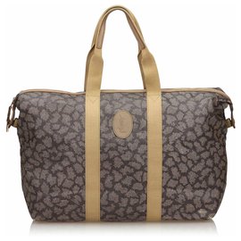 Yves Saint Laurent Sac de sport imprimé gris YSL Marron Beige Gris