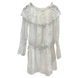 Ermanno Scervino Vestido de encaje blanco Blanco
