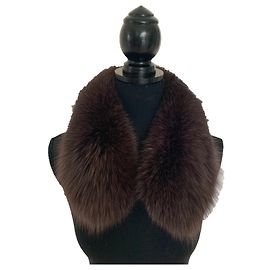 Autre Marque Fox fur collar with suede lining dark brown Dark brown