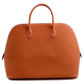 Bolsa Hermès Bolide 45 mala de viagem em touro de conhaque de couro de bezerro Conhaque