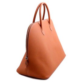 Hermès-Bolsa Hermès Bolide 45 mala de viagem em touro de conhaque de couro de bezerro-Conhaque