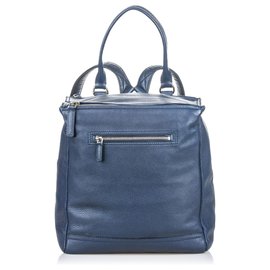 Givenchy Blue Leather Pandora Backpack Blue Navy blue