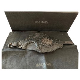 Balmain black leather bracelet Black