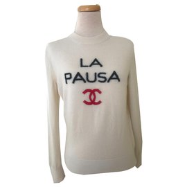 Chanel-2019 La Pausa Cashmere Sweater-White