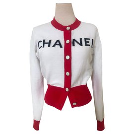 Chanel-Chanel 2019 Cárdigan Rojo Blanco-Blanco