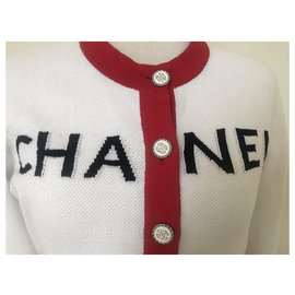 Chanel-Chanel 2019 Cárdigan Rojo Blanco-Blanco