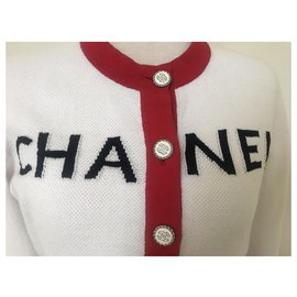 Chanel-Chanel 2019 Cardigan bianco rosso-Bianco