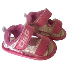 D&G Junior White Canvas Sandals Pink Grey Pink White Grey