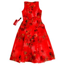 Zapa-Vestido Zapa, vermelho com padrão floral-Vermelho