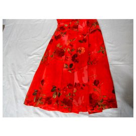 Zapa-Vestido Zapa, vermelho com padrão floral-Vermelho