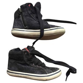 Prada-chaussures basket enfant-Bleu Marine